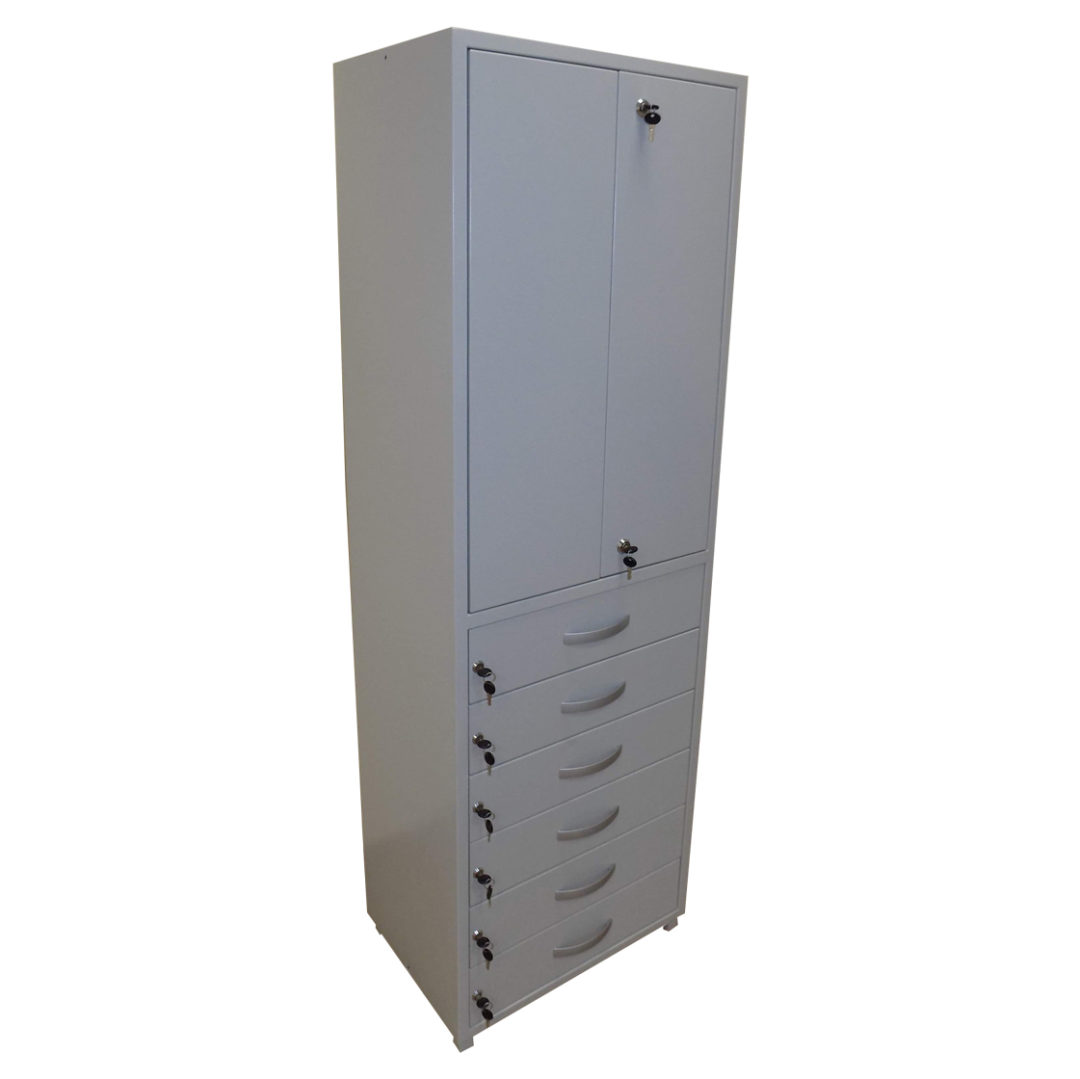 Cabinet for tools with six compartments
